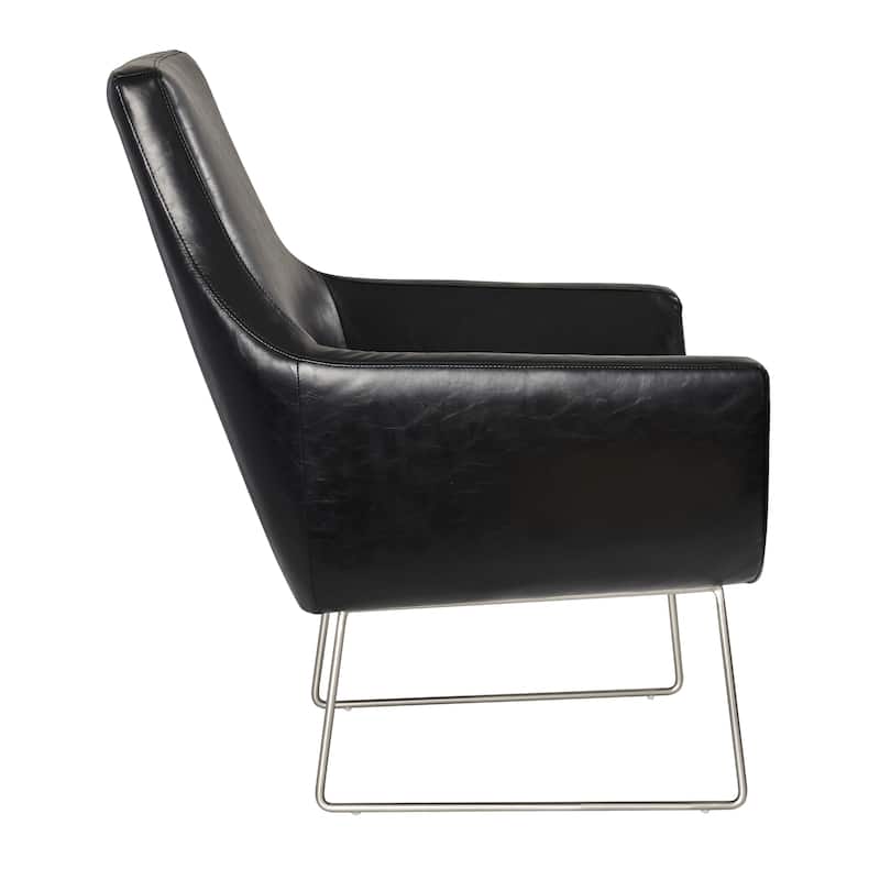 Adesso Kendrick Distressed Black or Camel Leather Chair