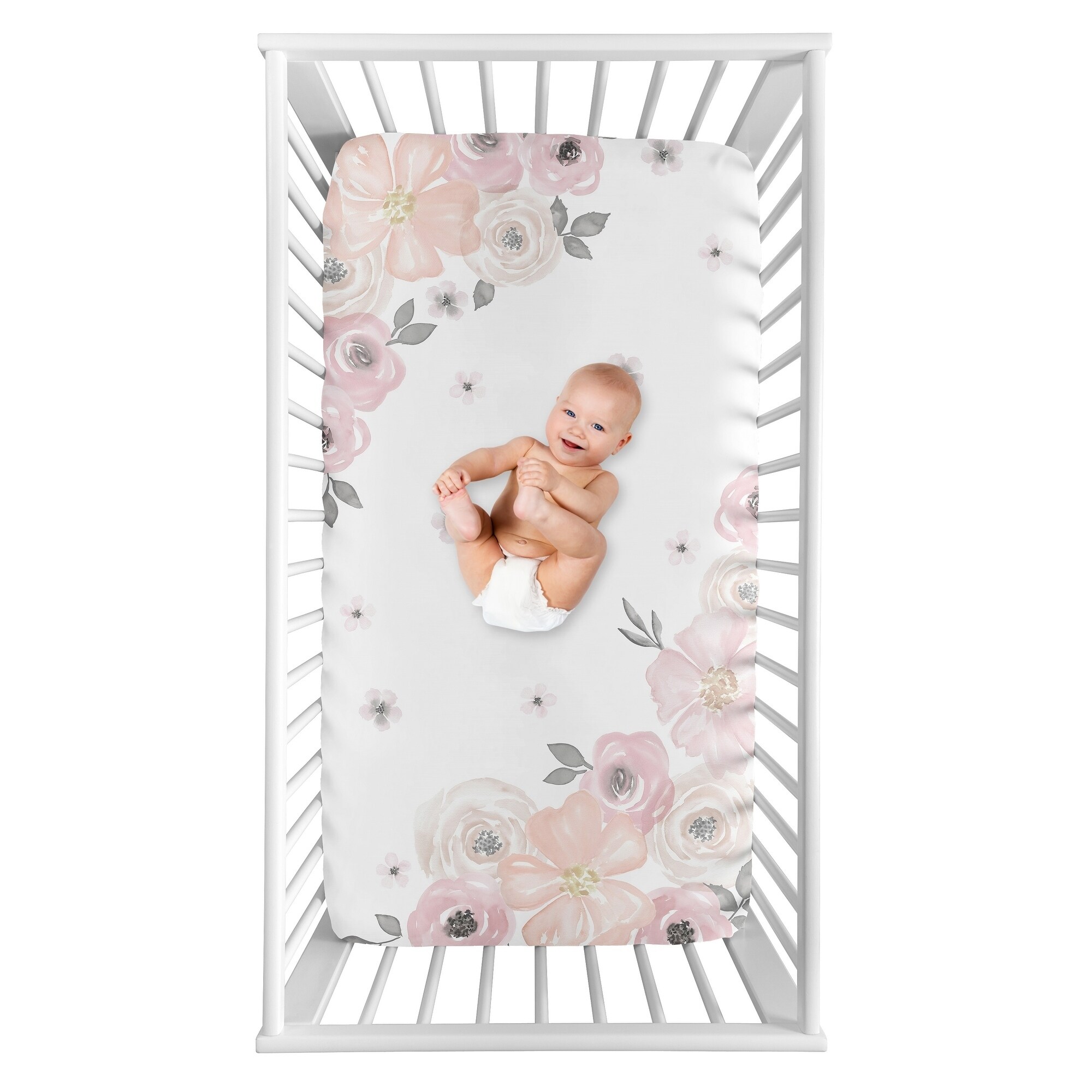 Sweet jojo watercolor hot sale floral crib bedding