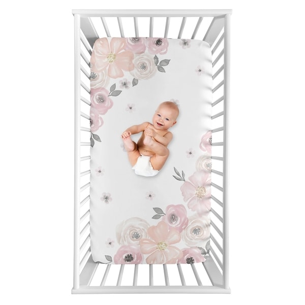 Sweet jojo watercolor floral sales crib bedding
