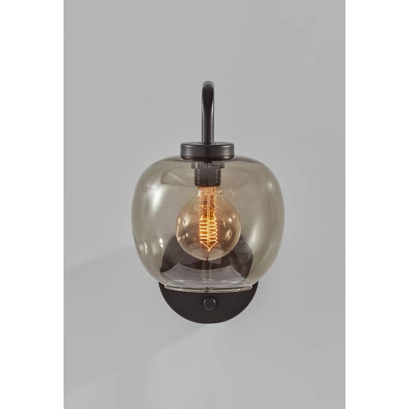 Carbon Loft Wiig Matte Black with Smoked Glass Wall Lamp