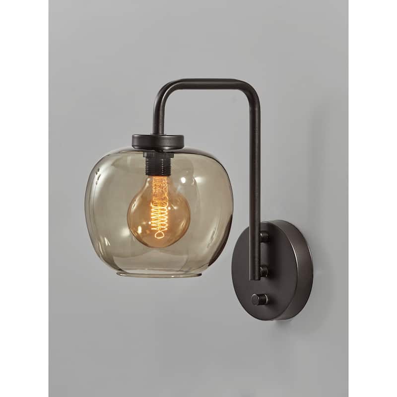 Carbon Loft Wiig Matte Black with Smoked Glass Wall Lamp