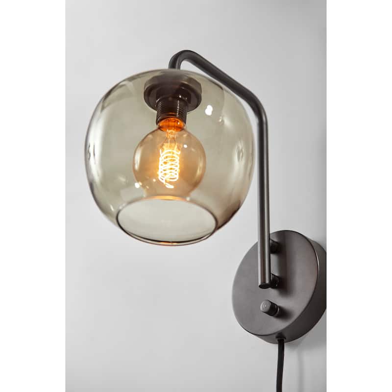 Carbon Loft Wiig Matte Black with Smoked Glass Wall Lamp