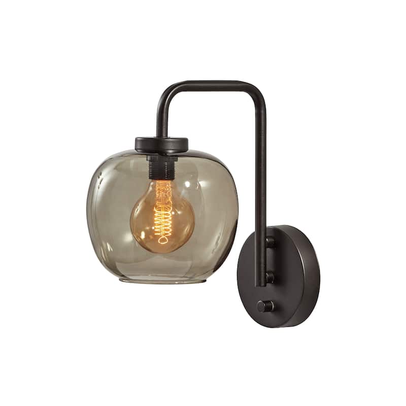 Carbon Loft Wiig Matte Black with Smoked Glass Wall Lamp