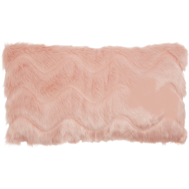 Mina Victory Chevron Plush Faux Fur Throw Pillow - 14" x 20" - Blush