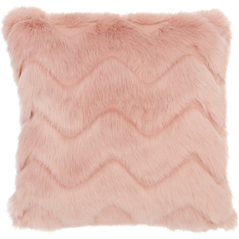 Mina Victory Chevron Plush Faux Fur Throw Pillow - 16" x 16" - Blush