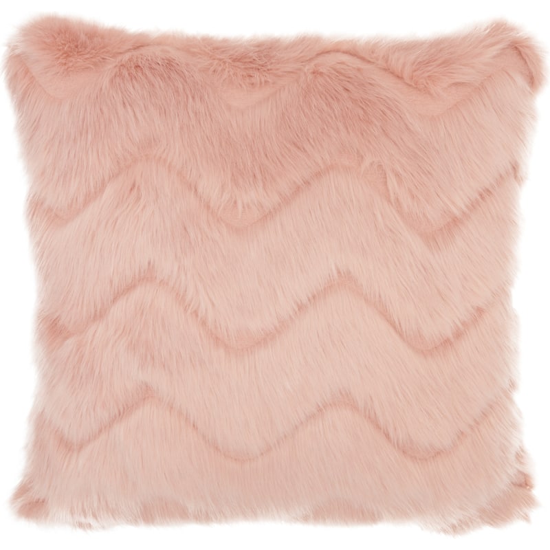 Mina Victory Chevron Plush Faux Fur Throw Pillow