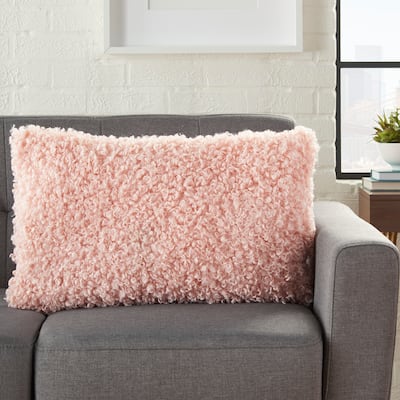 Mina Victory Faux Fur Solid Throw Pillow