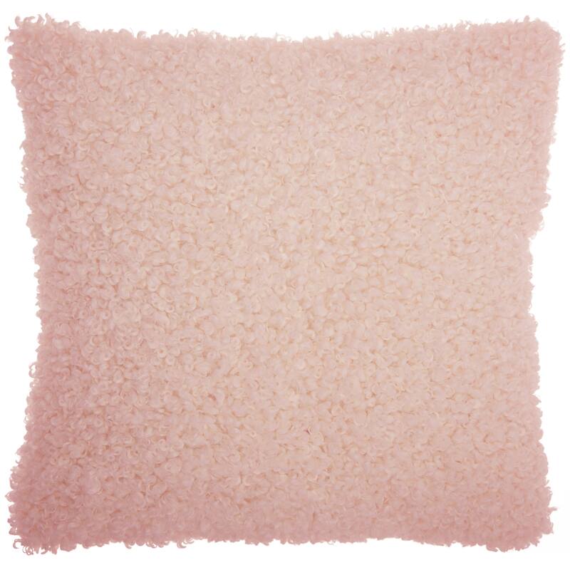 Mina Victory Faux Fur Solid Throw Pillow - Rose - 22" x 22"