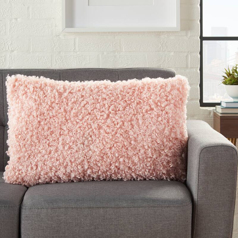 Mina Victory Faux Fur Solid Throw Pillow