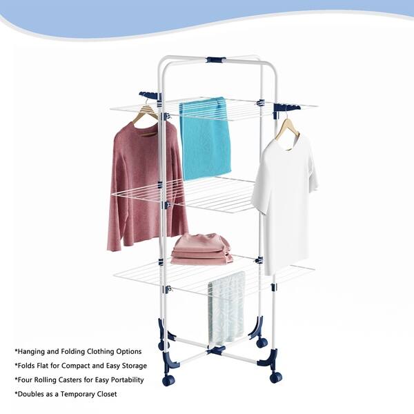 Shop Tiered Laundry Station With Collapsible Shelves And Wheels
