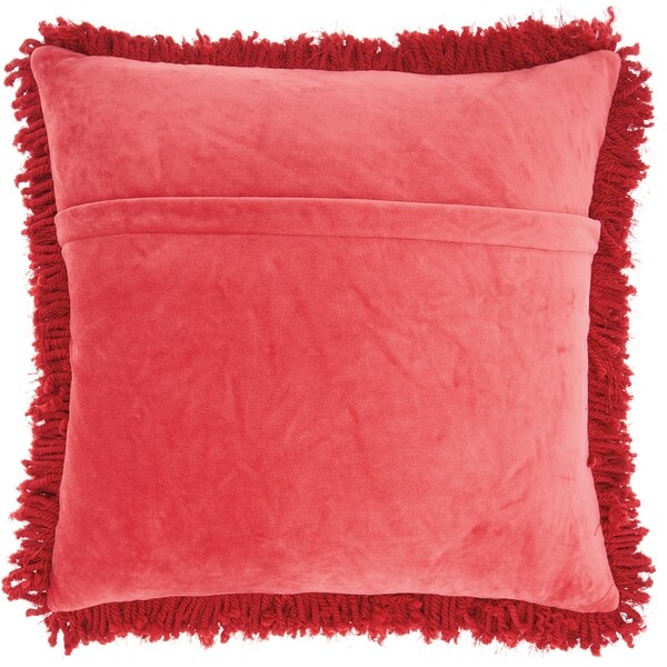red shag pillow