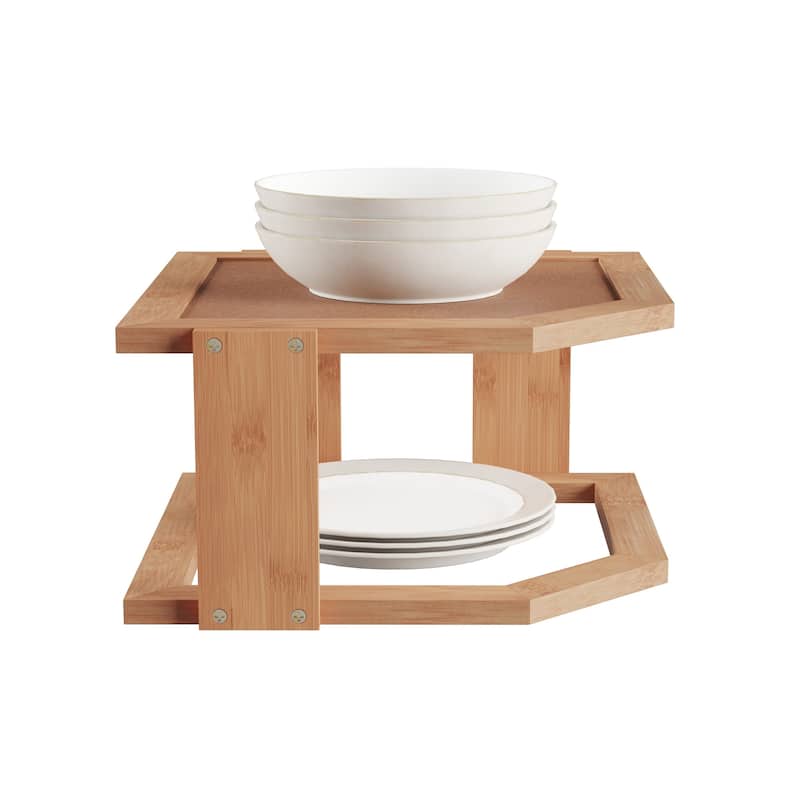 3-Tier Bamboo Corner Shelf - Natural Wood Space Saving Rack by Lavish Home