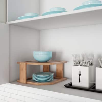 3-Tier Bamboo Corner Shelf - Natural Wood Space Saving Rack by Lavish Home