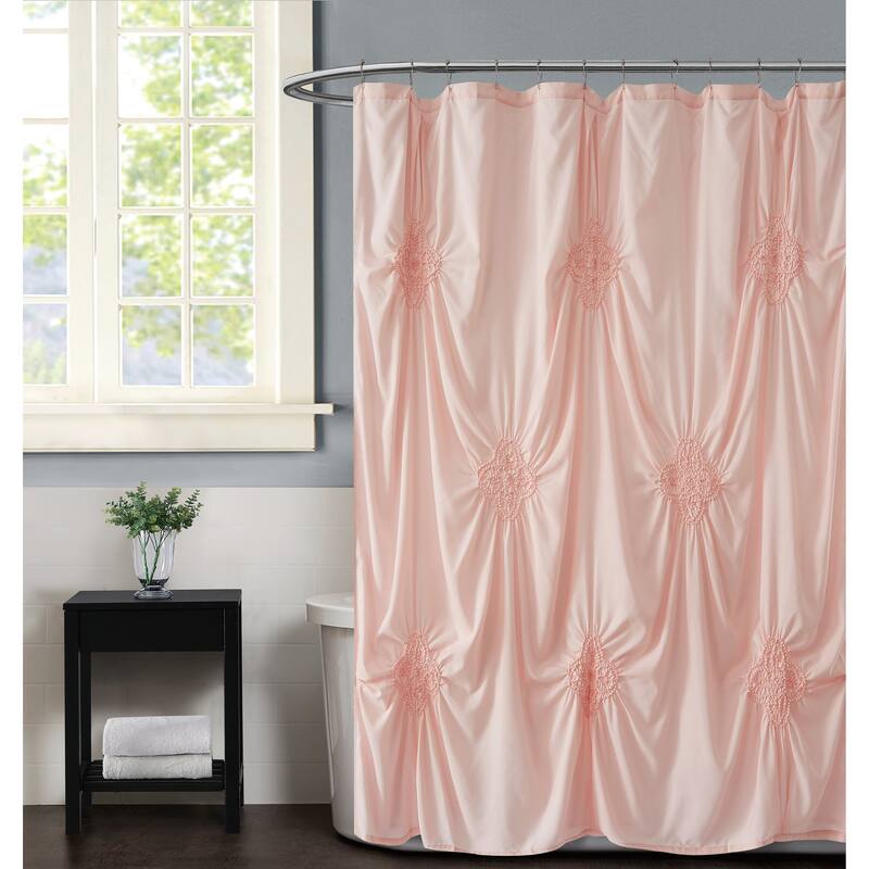 Silver Orchid Perkins Rouched 72 x 72-inch Shower Curtain