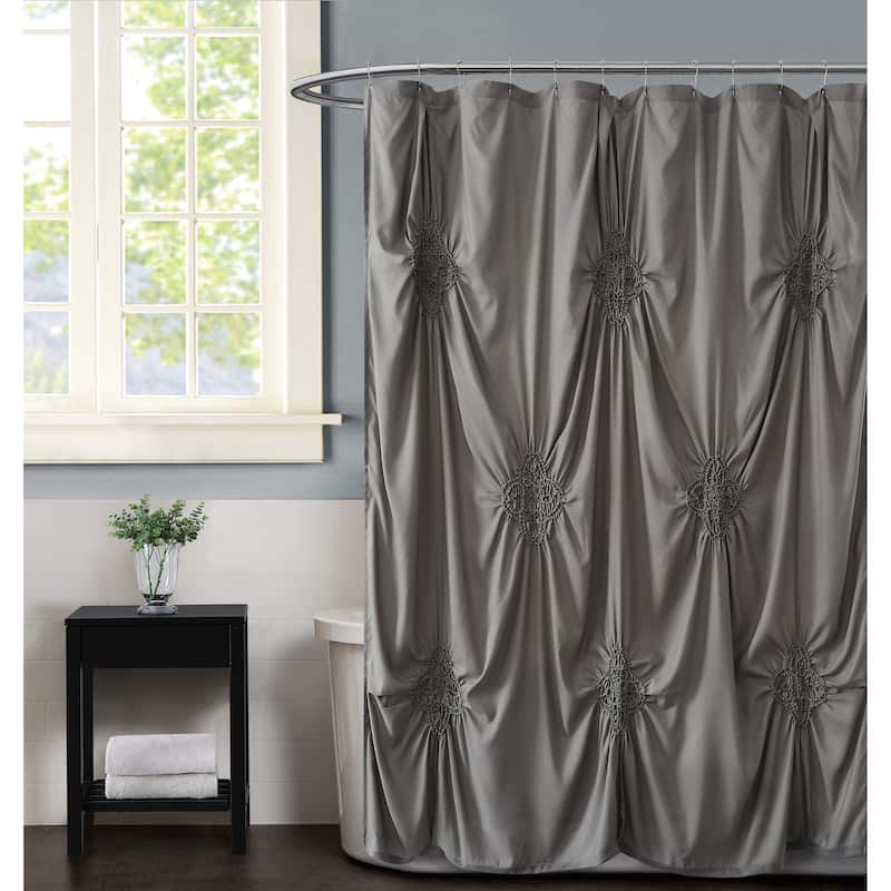 Silver Orchid Perkins Rouched 72 x 72-inch Shower Curtain
