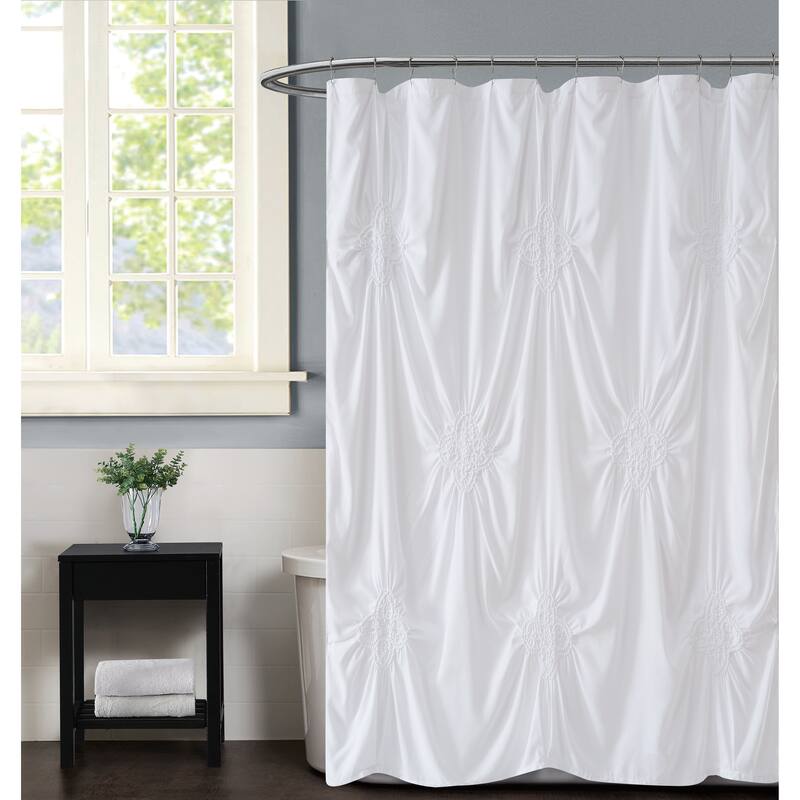 Silver Orchid Perkins Rouched 72 x 72-inch Shower Curtain