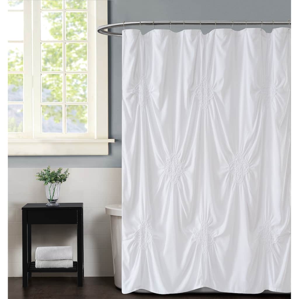Silver Orchid Perkins Rouched 72 x 72-inch Shower Curtain