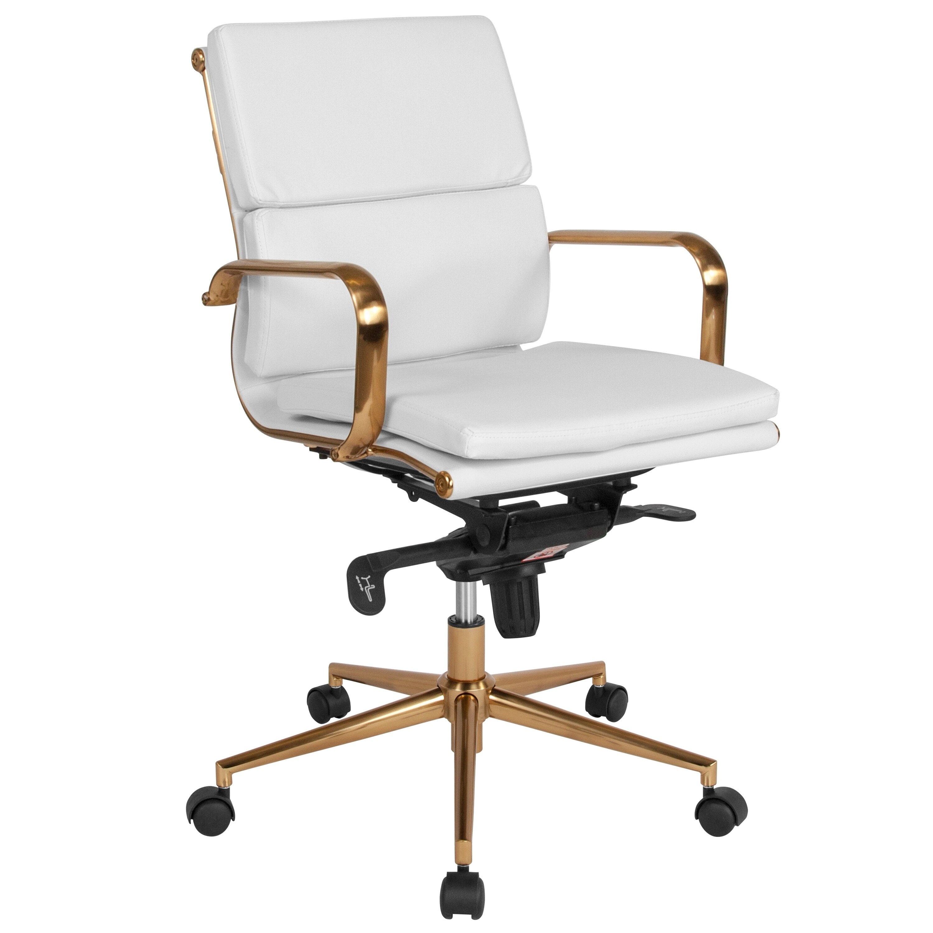 Mid Back Leathersoft Executive Chair W Gold Frame Synchro Tilt Mechanism Overstock 26960610