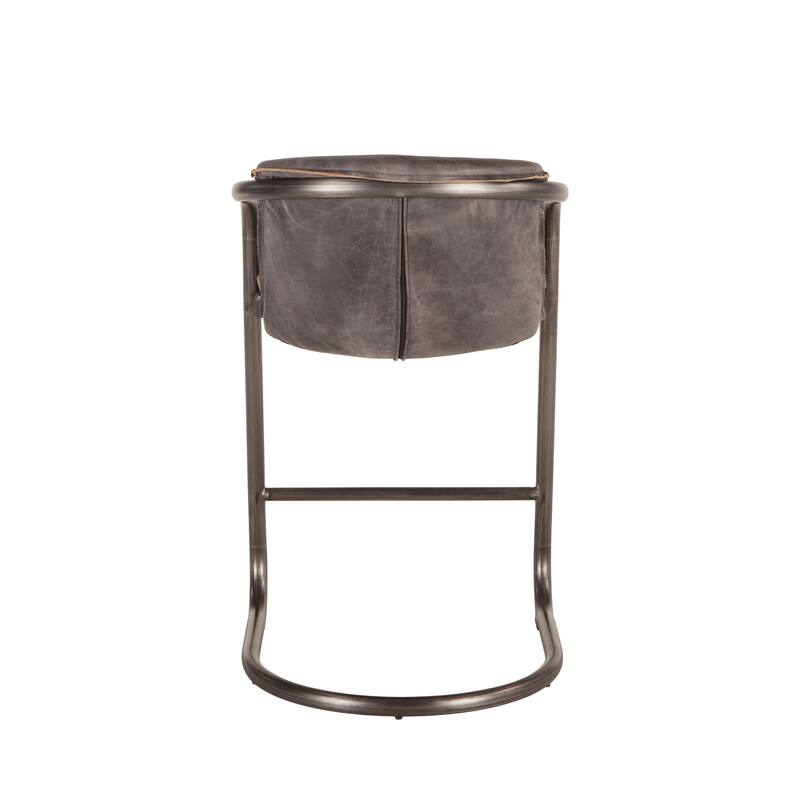 Chiavari Set of 2 Distressed Black Leather Counter Chairs