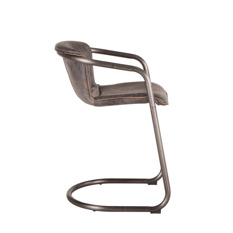 Chiavari Set of 2 Distressed Black Leather Counter Chairs
