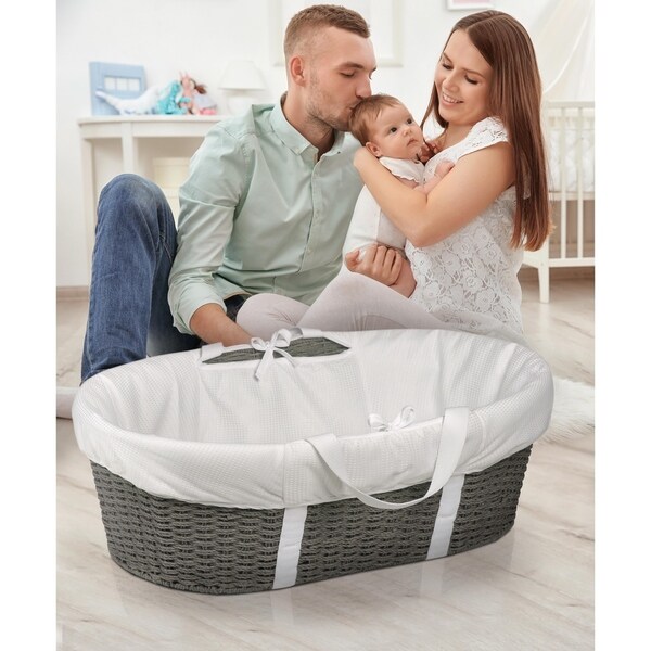 wicker basket crib bedding