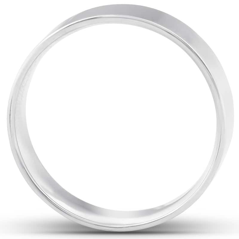 Pompeii3 10k White Gold 6MM Comfort Fit Flat Mens High Polished Wedding Band