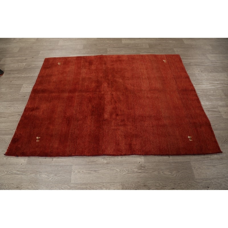 Gabbeh Modern Tribal Hand Knotted Wool Persian Area Rug - 6'3" x 4'9"