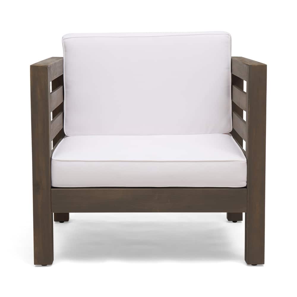 Oana Outdoor Acacia Wood Club Chair with Cushion by Christopher Knight Home