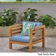 preview thumbnail 7 of 19, Oana Outdoor Acacia Wood Club Chair with Cushion by Christopher Knight Home