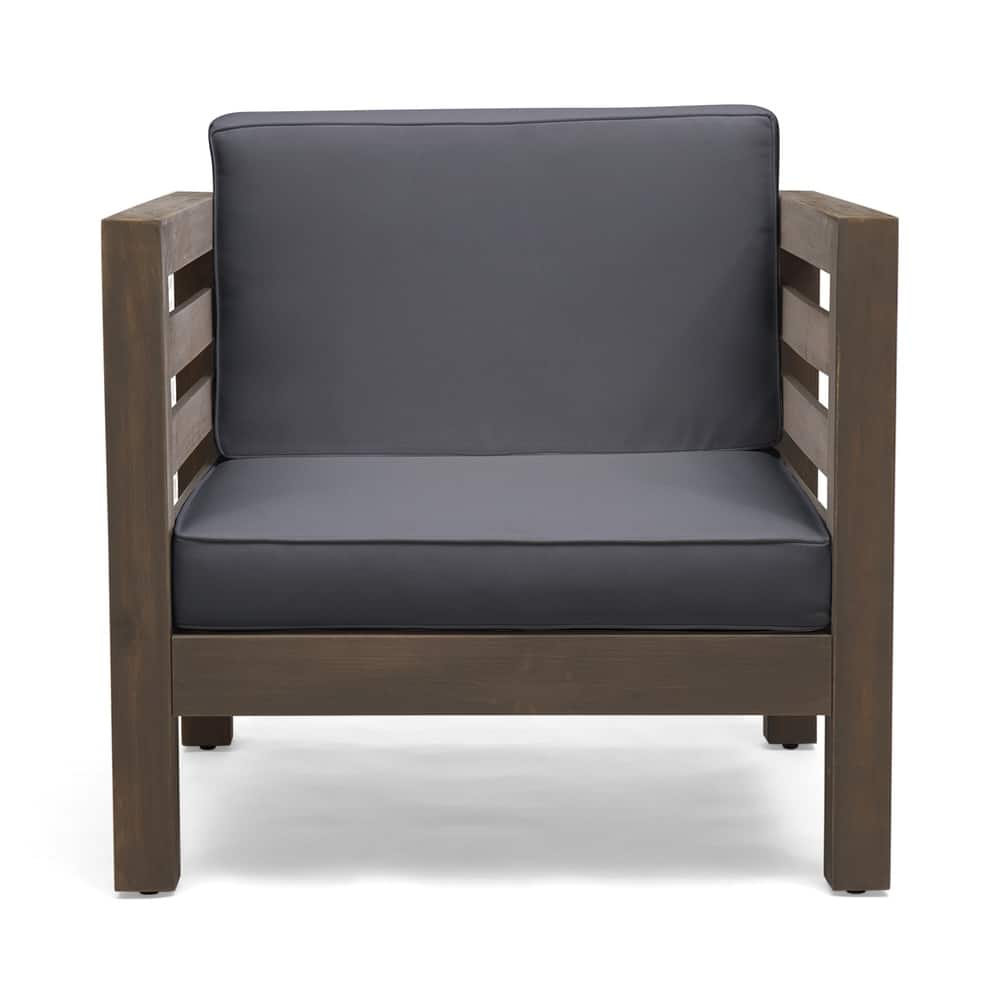 Oana Outdoor Acacia Wood Club Chair with Cushion by Christopher Knight Home