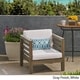 preview thumbnail 19 of 19, Oana Outdoor Acacia Wood Club Chair with Cushion by Christopher Knight Home