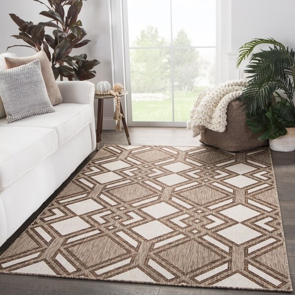 Nikki Chu Samba Indoor Outdoor Trellis Brown Ivory Area Rug Nikki Chu Samba Indoor Outdoor Trellis Brown Ivory Area Rug