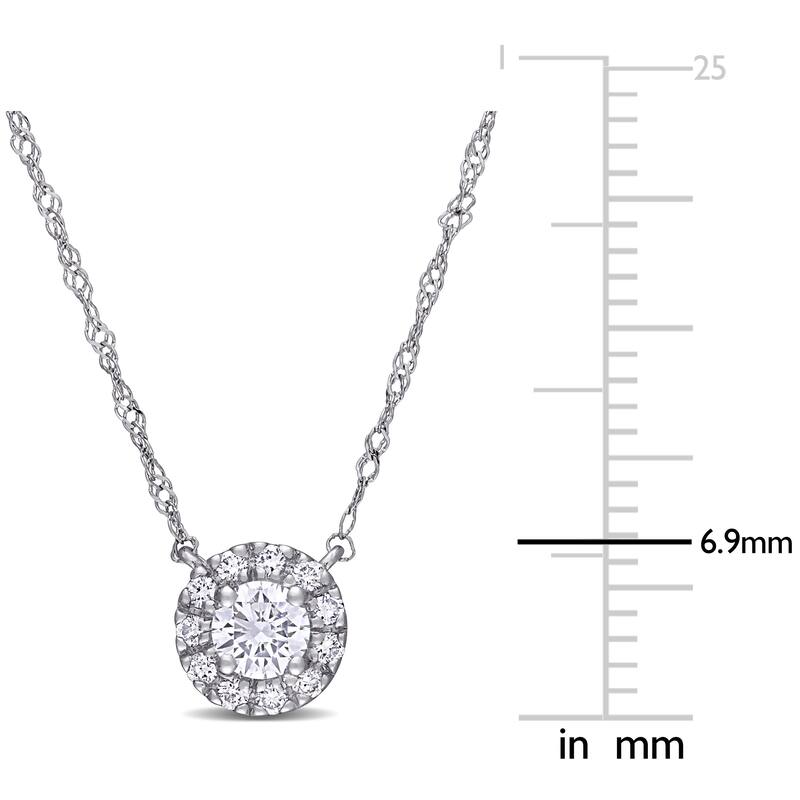 3/8ct TW Lab Grown Diamond Halo Necklace in 14k White Gold