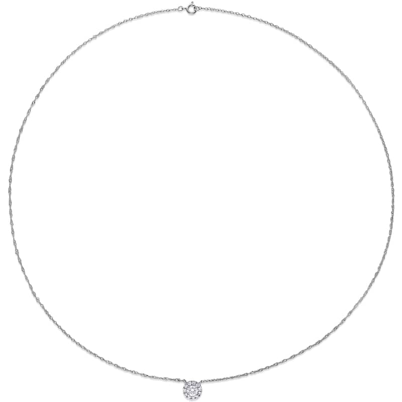 3/8ct TW Lab Grown Diamond Halo Necklace in 14k White Gold