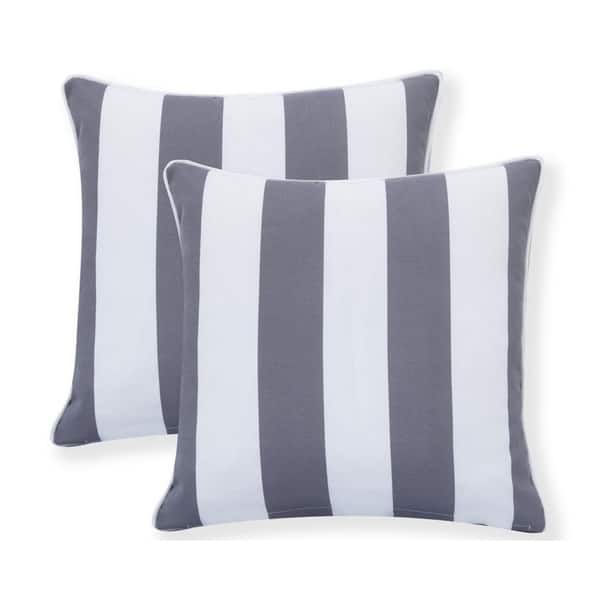 Water Resistant Outdoor Square Patio Stripe Throw Pillow Set Of 2 18 X 18 Overstock 26968945
