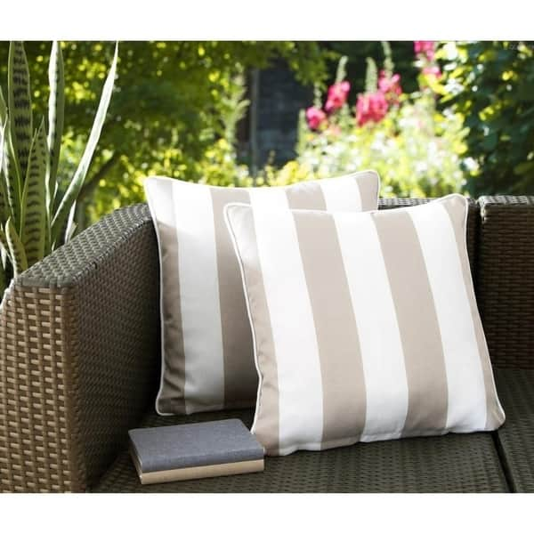 Shop Water Resistant Outdoor Square Patio Stripe Throw Pillow Set Of 2 18 X 18 Overstock 26968945