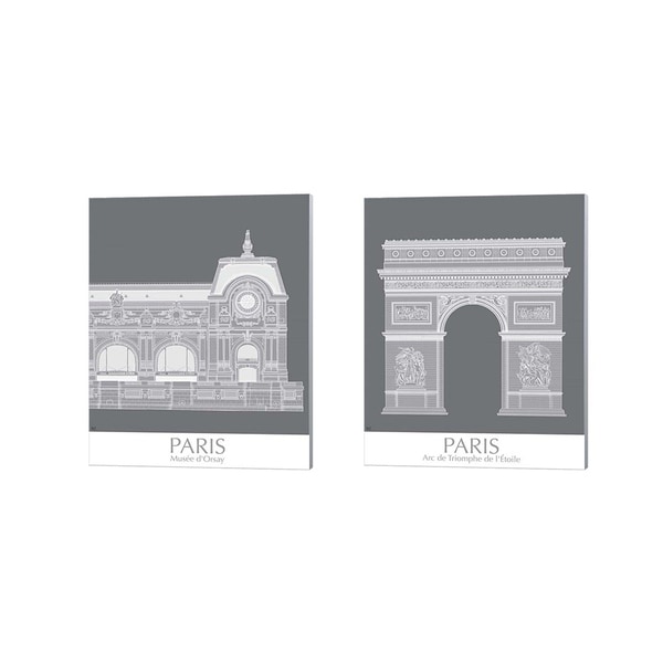 Fab Funky 'Paris Musee Dorsay & Arc De Triomph Monochrome' Canvas Art (Set of 2)