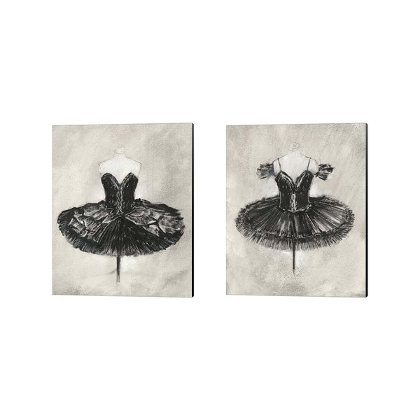 Ethan Harper 'Black Ballet Dress' Canvas Art (Set of 2)