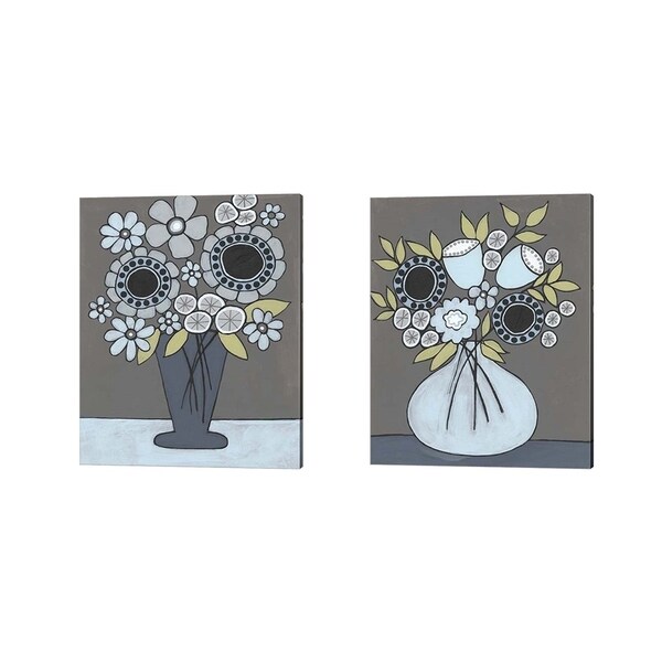 Regina Moore 'Happy Garden Flowers' Canvas Art (Set of 2)