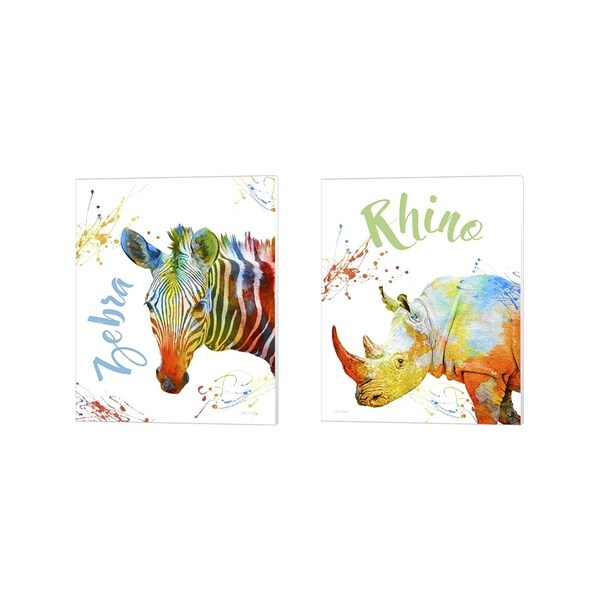 Jean Plout 'Colorful Safari Animals 1' Canvas Art (Set of 2)