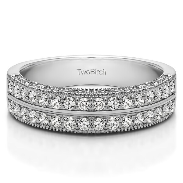 Shop Platinum Double Row Vintage Filigree Millgrained ...