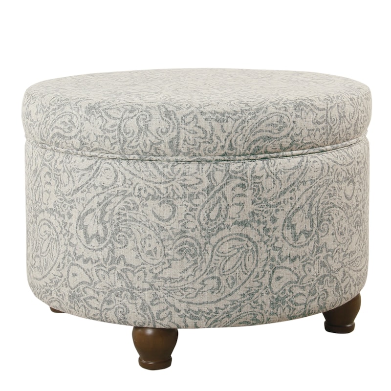 The Curated Nomad Hector Grey Floral Storage Ottoman