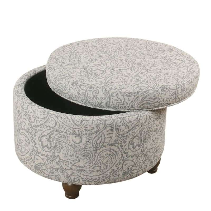 The Curated Nomad Hector Grey Floral Storage Ottoman