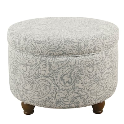 The Curated Nomad Hector Grey Floral Storage Ottoman