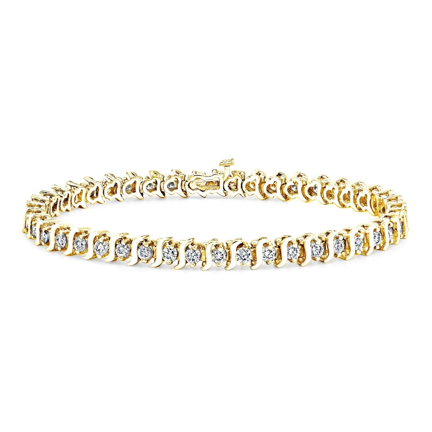 14K Yellow Gold Finish 2 Ct Round Blue Diamond Tennis Bracelet Extension Lock 14K Yellow Gold Finish 2 Ct Round Blue Diamond Tennis Bracelet Extension Lock