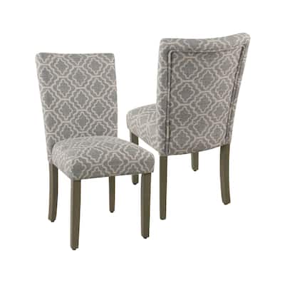 HomePop Parsons Ash Grey Geometric Dining Chair (Set of 2)