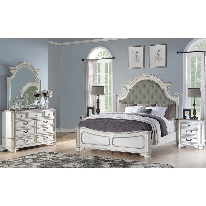 Best Master Furniture 5 Pieces Antique White Panel Bedroom Set