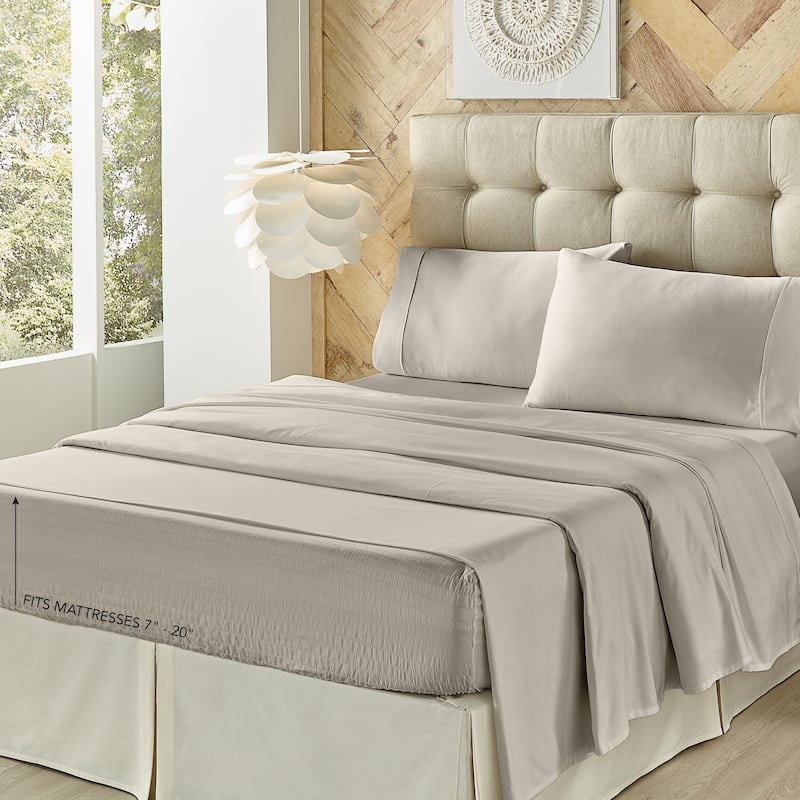 Porch & Den Monier 500 Thread Count Cotton Sheet Set - Silver - Full