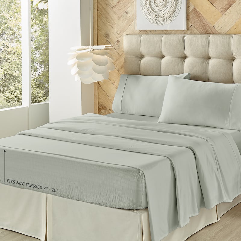 Porch & Den Monier 500 Thread Count Cotton Sheet Set - Powder Blue - Full