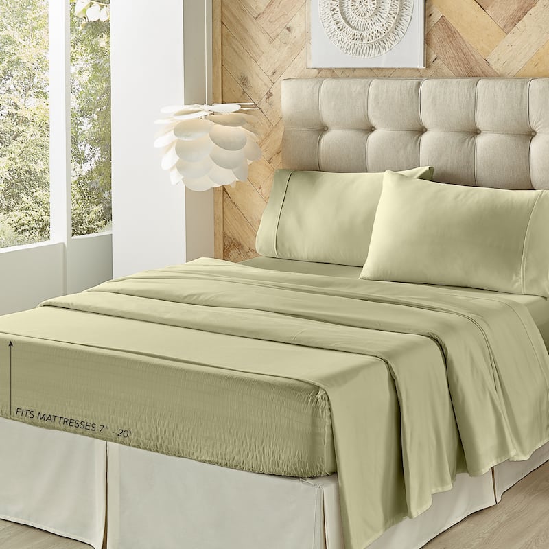 Porch & Den Monier 500 Thread Count Cotton Sheet Set - Sage - Full